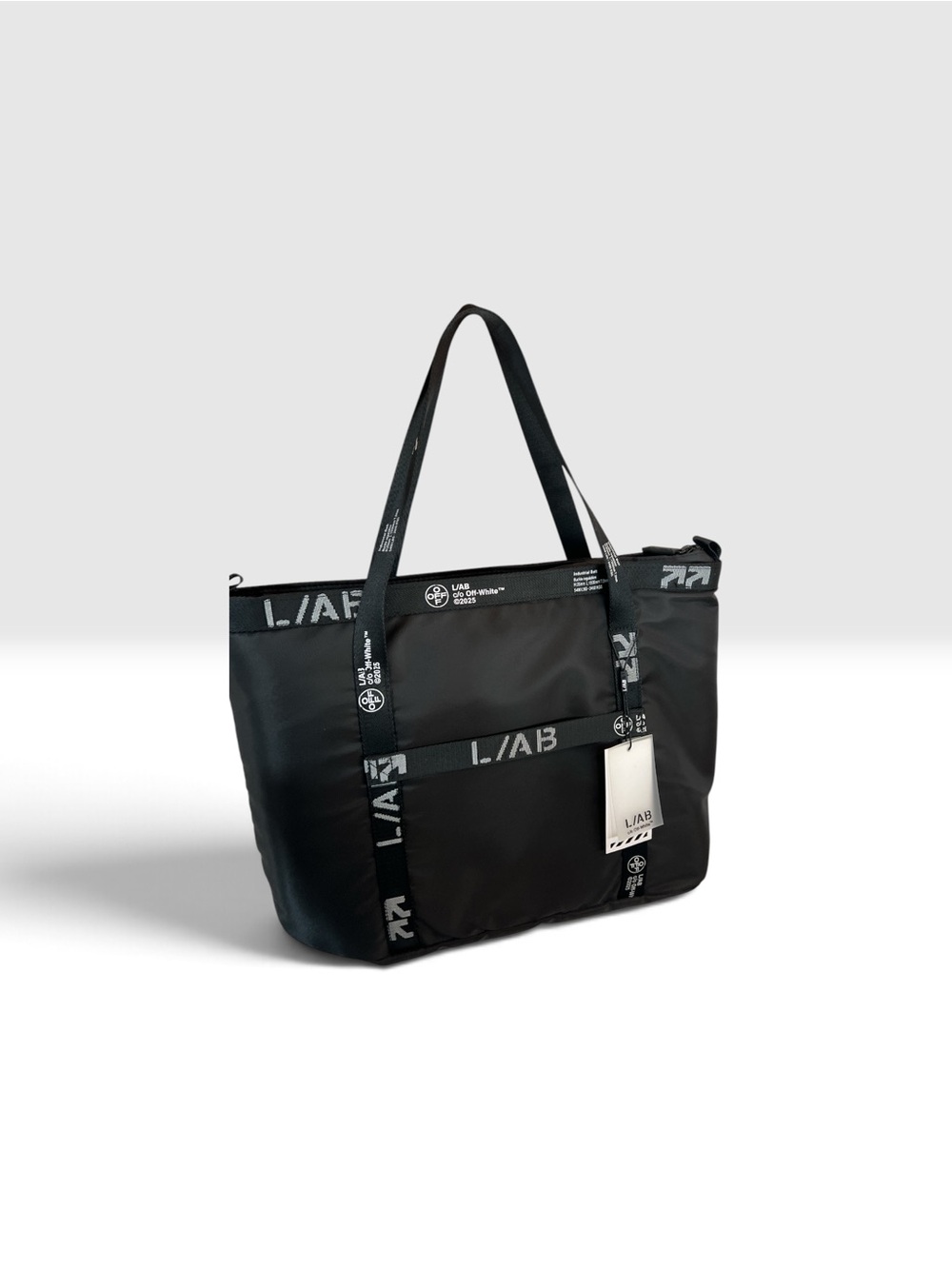 Black Logo-Trim Nylon Tote